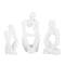 Set of 3 White Polystone Contemporary Sculptures, 13" x 6" x 6"